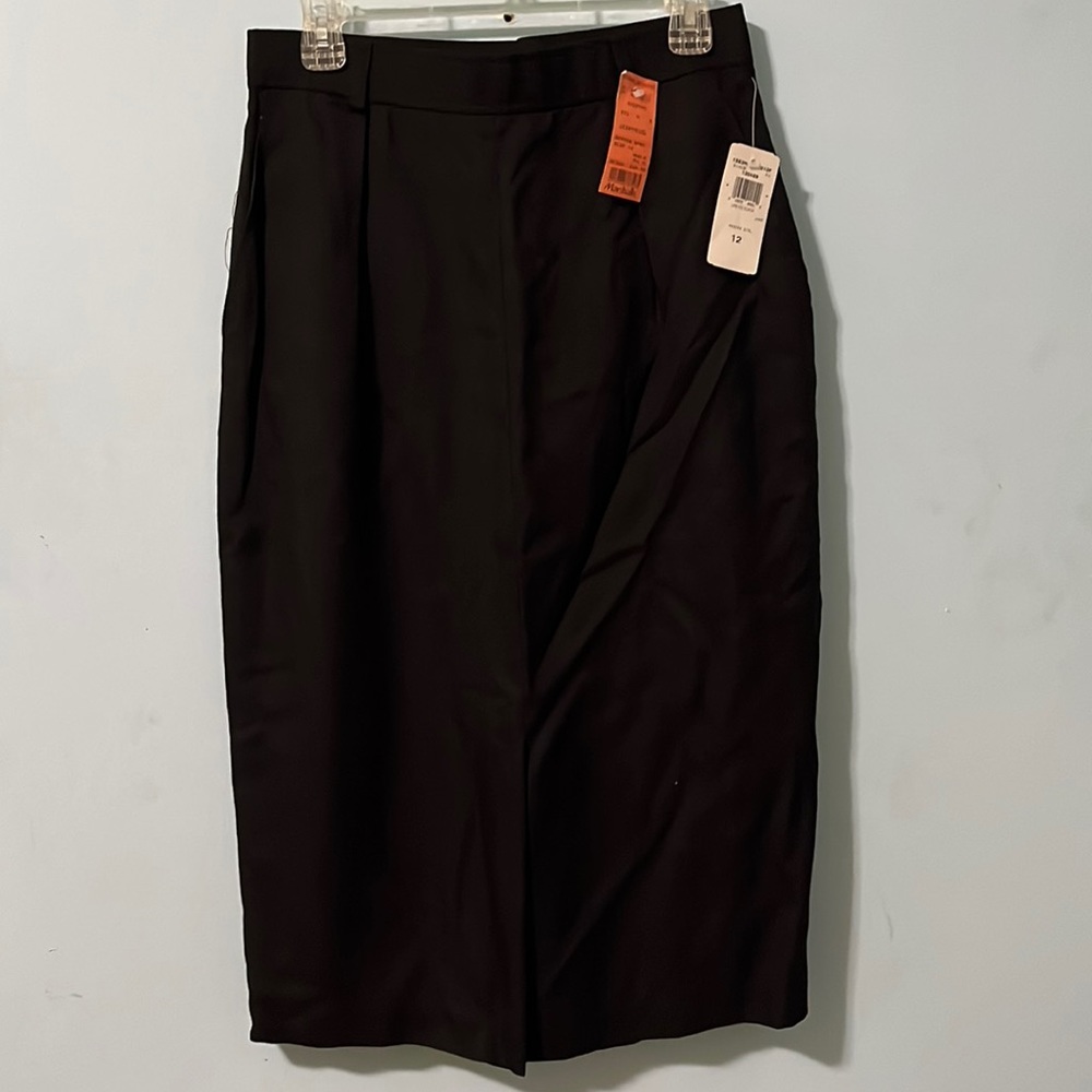 Vintage Evan Picone Pencil Side Pockets Black MIdi Length Skirt Size 12 New